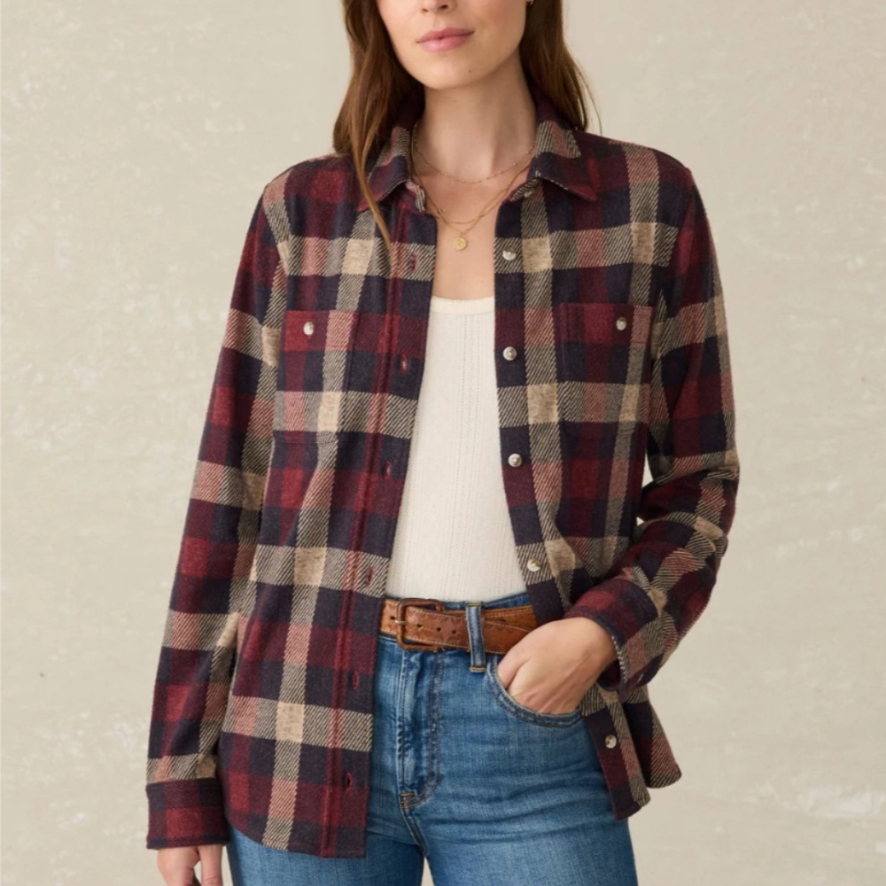 Faherty Legend Sweater Shirt, Small, Burchfield Plaid